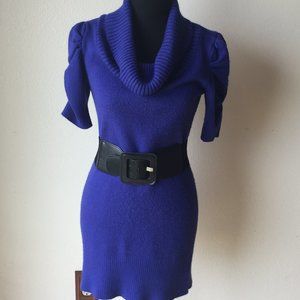 Women's Short Sleeve Cowl Neck Sweater Dress